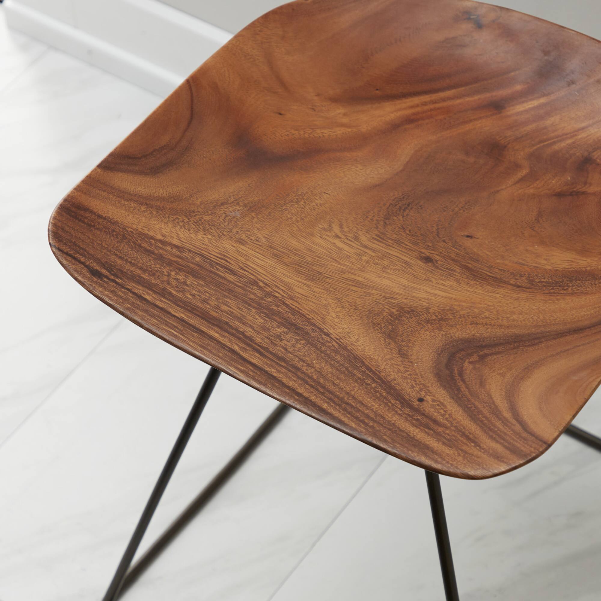 20" Brown Iron Rustic Stool
